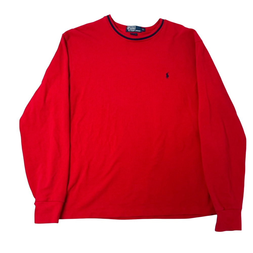 Polo Ralph Lauren Thermal Shirt Mens XL Red 100% Cotton Preppy Old Money